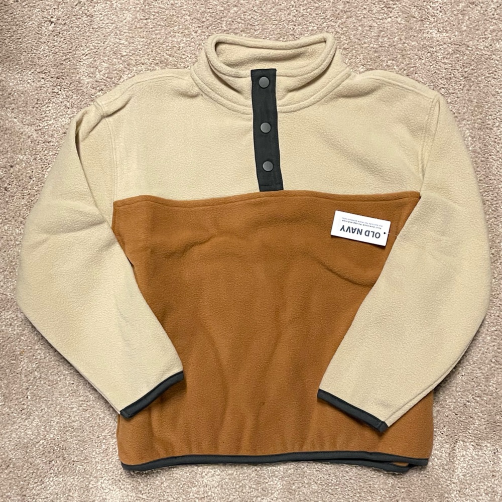 NWT Old Navy Micro Fleece 1/4-Snap-Button Color-Block Pullover Sweater